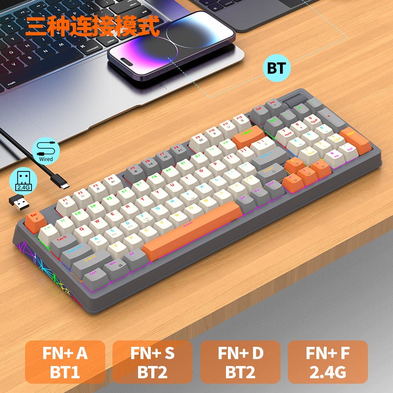 Hyun Silver Fox K95 Mechanical Keyboard Wireless 2.4G Bluetooth Three-Mode Plug Guest Game Gasket Structure Key - Image 3